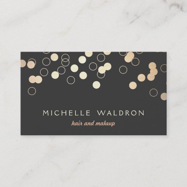 Cool Modern Gold Confetti Makeup Artist Chic Black Visitenkarte (Vorderseite)
