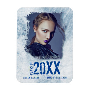 Cool Modern Grunge Foto Blue Grad Ankündigung Magnet