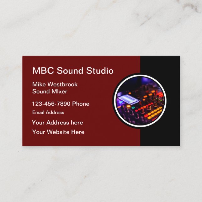 Cool Modern Sound Studio Cartes de visite (Devant)