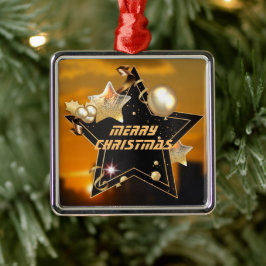 Cool Moderne Black Gold Metallic Stars Weihnachten Ornament Aus Metall