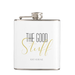 Cool Moderne Elegant Good Tuff Gold Black Name Flachmann
