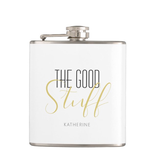 Cool Moderne Elegant Good Tuff Gold Black Name Flachmann (Vorderseite)