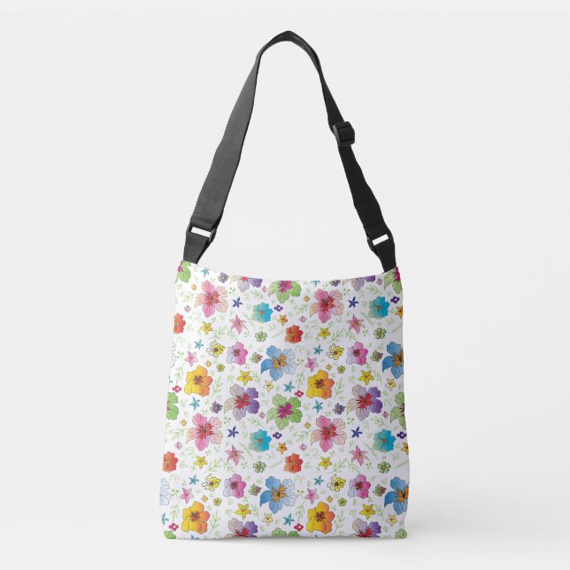Cool Moderne Fleur Motif Sac fourre-tout élégant (Devant)