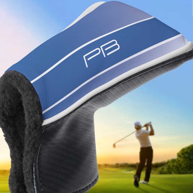 Cool Moderne Golfer-Initialen Gradient Royal Blue Golf Headcover (Trendy Modern Golfer Initials Gradient Royal Blue Golf Head Cover)