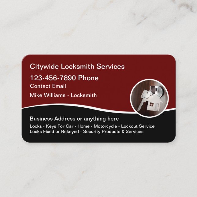 Cool Moderne Locksmith Cartes de visite (Devant)