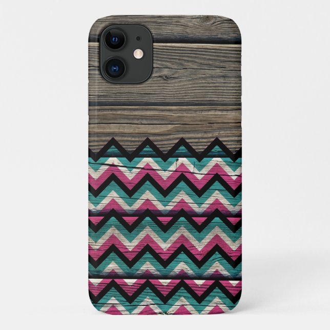 Cool Modernes Zickzack Holzmuster Case-Mate iPhone Hülle (Rückseite)