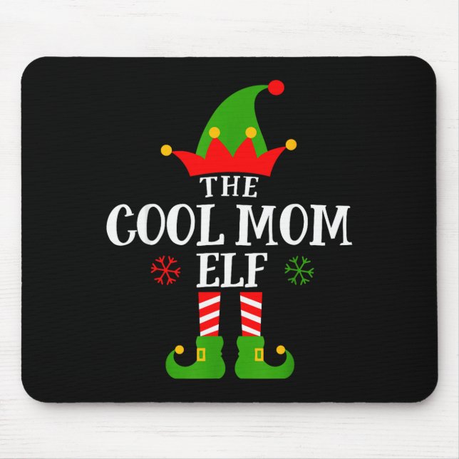 Cool Mom Elf Funny Matching Family Christmas Pajam Mousepad (Vorne)