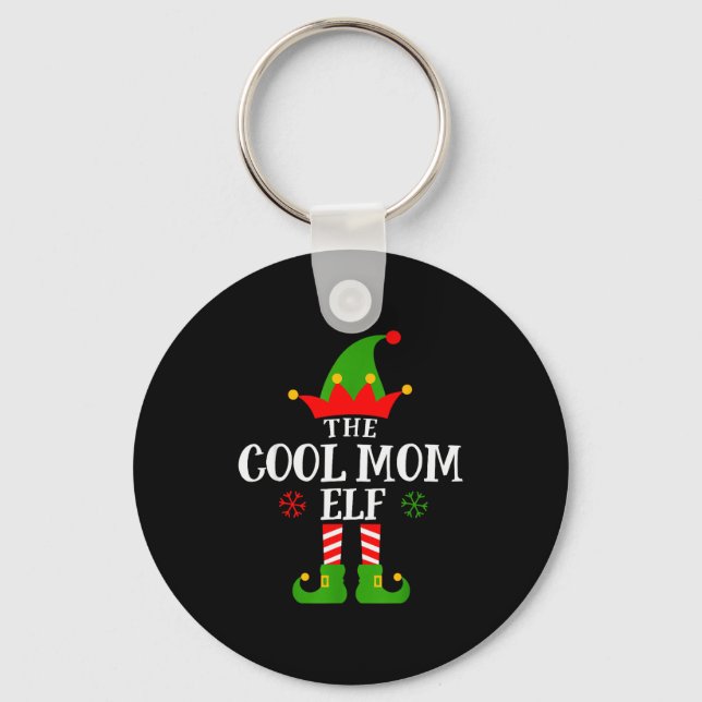Cool Mom Elf Funny Matching Family Christmas Pajam Schlüsselanhänger (Vorderseite)
