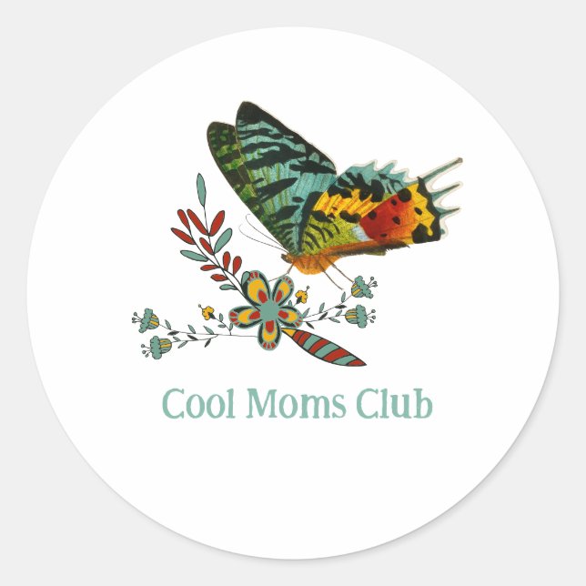Cool Moms Club Butterfly club Runder Aufkleber (Vorderseite)