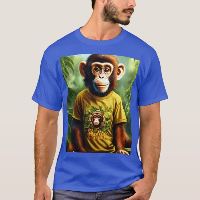 Cool Monkey Art Men’s T-Shirt | Trendy Blue Graphi (Vorderseite)
