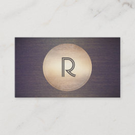 Cool Monogram DJ Music Gold Circle Wood Modern Visitenkarte