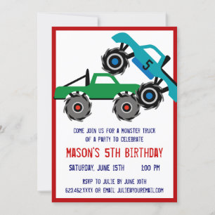Cool Monster Trucks Invitations de fête d'annivers