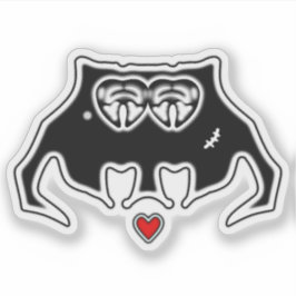 Cool Monster with Scar and Heart Cartoon Creature Aufkleber
