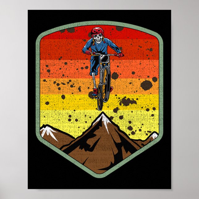 Cool Mountain Biking Skeleton Zombie Skull Mtb Bmx Poster (Vorne)