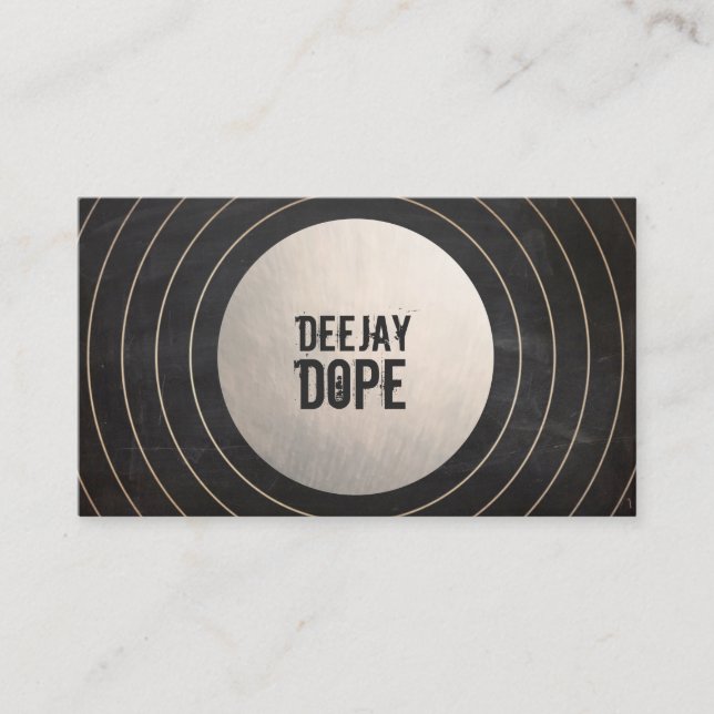 Cool Music Deejay DJ Brushed Gold und Black Visitenkarte (Vorderseite)