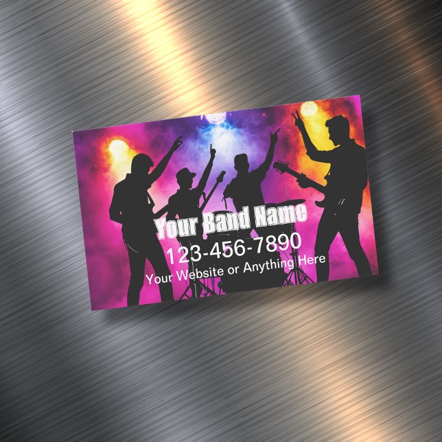 Cool Musician Band For Hire Business Card Magnets (Créateur téléchargé)