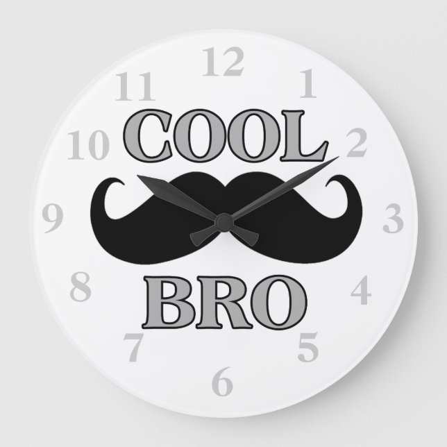 Cool Mustache Bro Große Wanduhr (Vorderseite)
