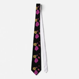 cool, Muster, Blume, rosa, gelb und schwarz Krawatte