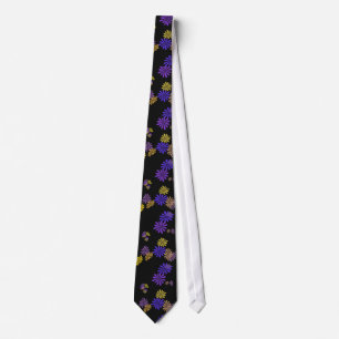 cool, Muster, Blumen, blau, gelb und schwarz Krawatte