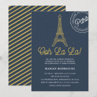 Cool Navy Blue Gold Eiffel Tower Paris Quinceañera