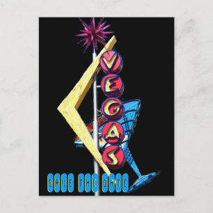 Cool Neon Las Vegas Wedding Sign Ankündigungspostkarte