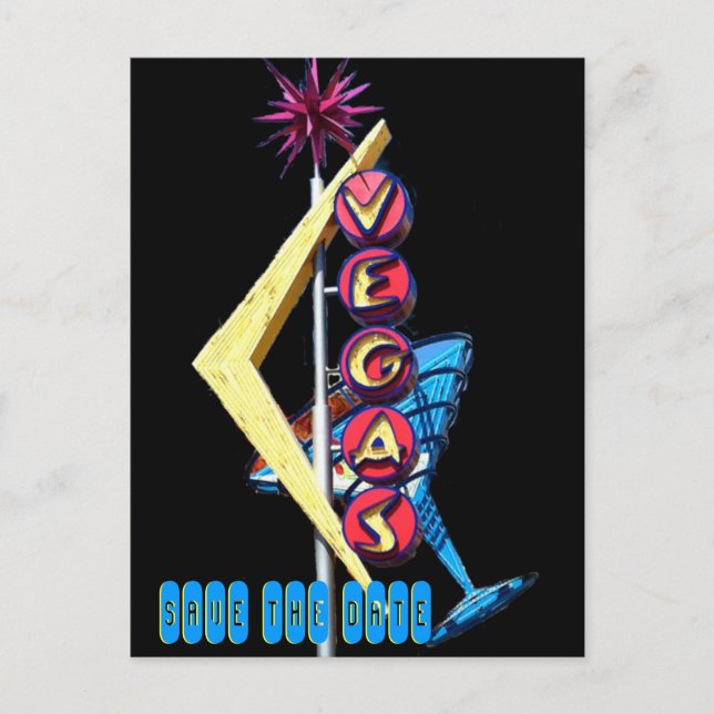 Cool Neon Las Vegas Wedding Sign Ankündigungspostkarte (Vorderseite)