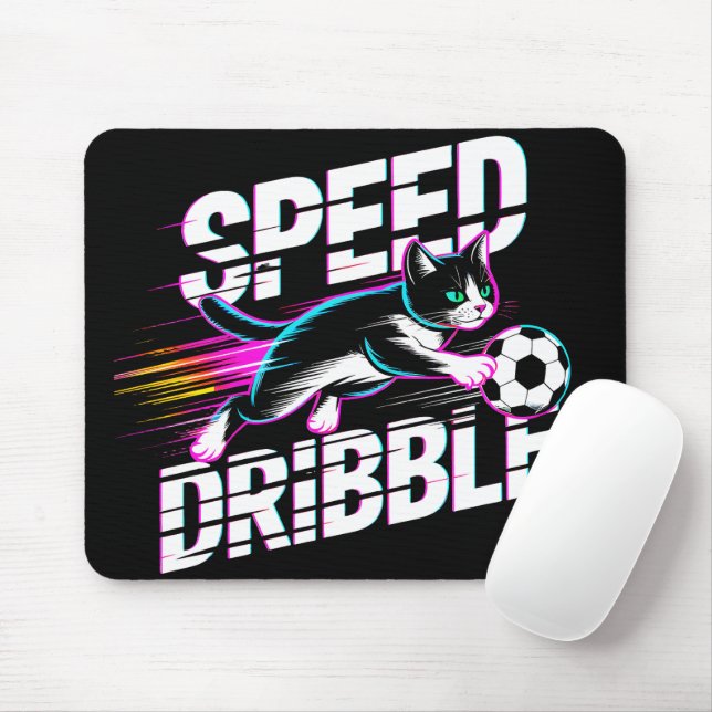 Cool Neon Soccer Cat - Gift for Gamers & Cat Lover Mousepad (Mit Mouse)