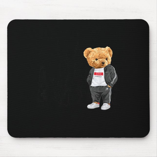 Cool New York City Teddy Bear Illustration Graphic Mousepad (Vorne)