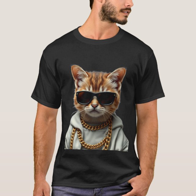 Cool, Niedlich, Gangster Cat T-Shirt (Vorderseite)