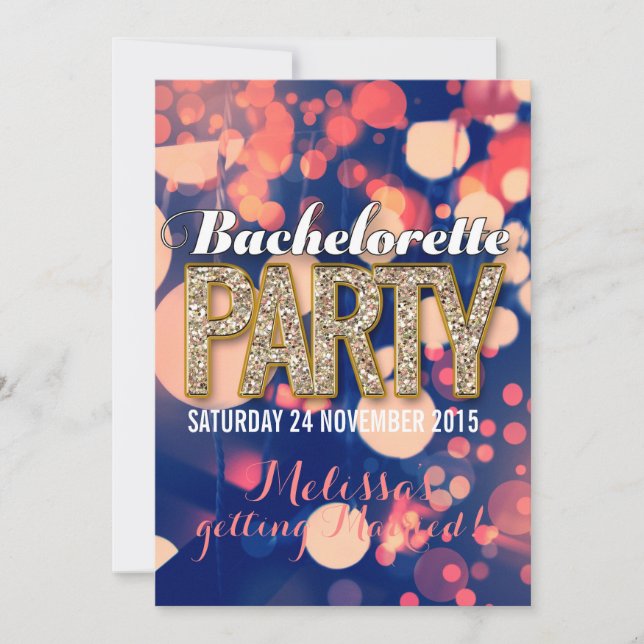 Cool Night Lights Bachelorette Party Invitations (Devant)