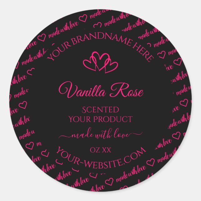 Cool Noir Rose Mot Cloud Produit Coeurs Étiquette (Devant)