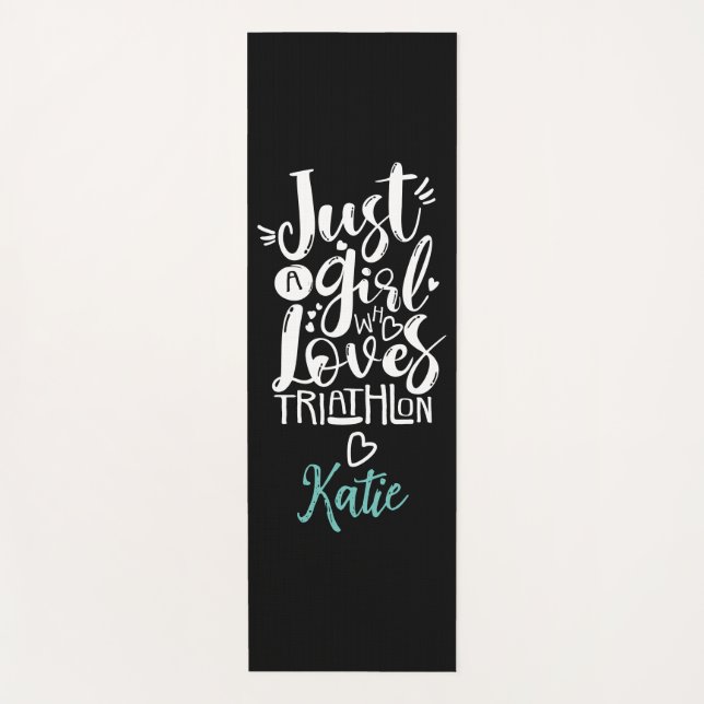 Cool nur eine Girl Triathlon Liebe Schwarz und Wei Yogamatte (Vorderseite)