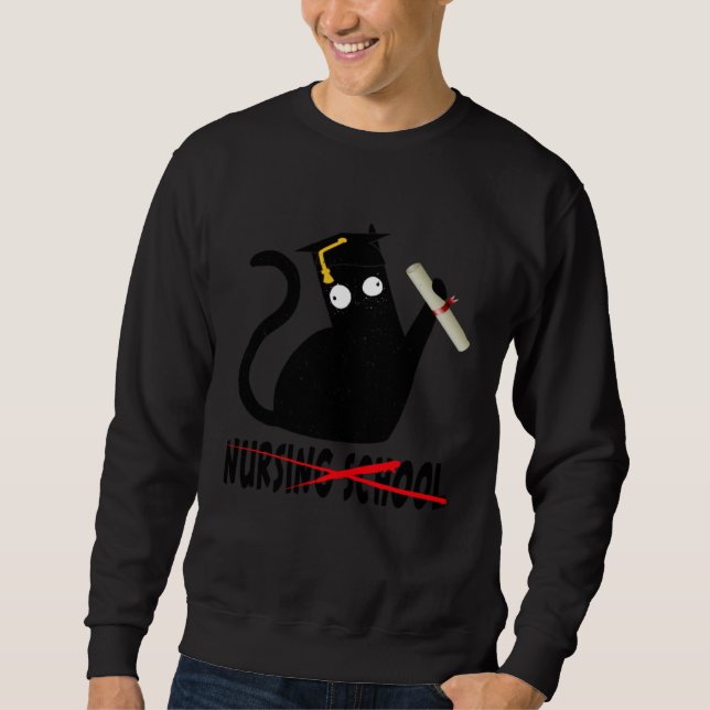 Cool Nursing School Black Cat Boys Girls Students  Sweatshirt (Vorderseite)
