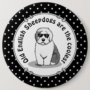 Cool Old English Sheepdog (Grau 1) Niedlich Funny Button