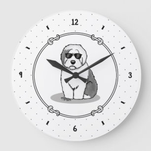 Cool Old English Sheepdog (Grau 1) Niedlich Funny Große Wanduhr