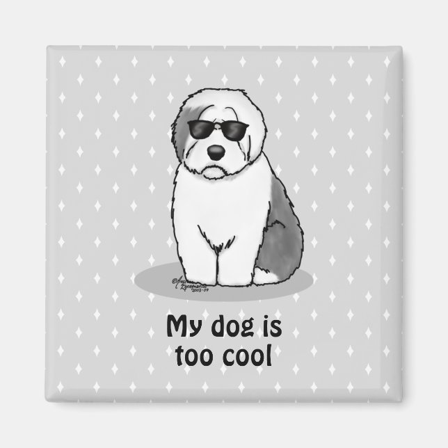 Cool Old English Sheepdog (Grau 1) Niedlich Funny Magnet (Vorne)