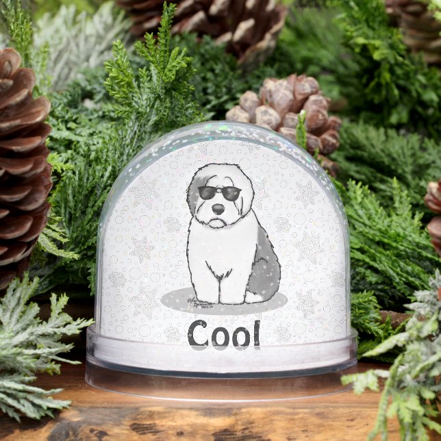 Cool Old English Sheepdog (Grau 1) Niedlich Funny Schneekugeln (Winter)