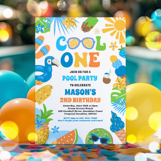 Cool One Tropical Summer Beach 1. Geburtstag Party Einladung
