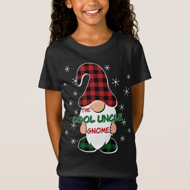 Cool Onkel Gnome Buffalo Kariert Matching Weihnach T-Shirt (Vorderseite)