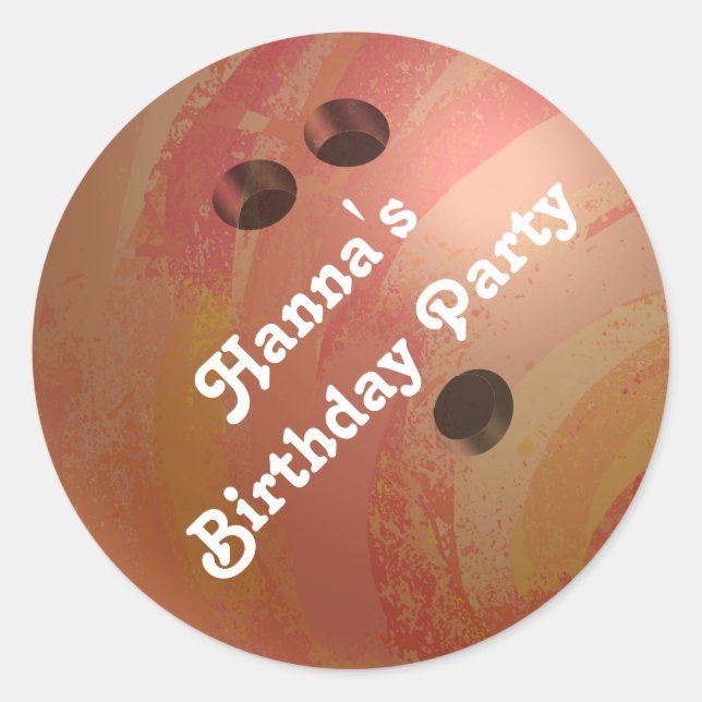 Cool Orange Bowling Ball Custom Party Sticker (Vorderseite)