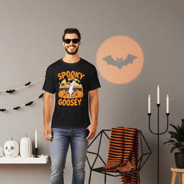 Cool Orange Halloween Gänse Cartoon Design T-Shirt (Von Creator hochgeladen)