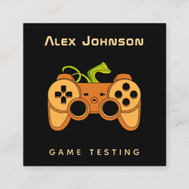 Cool Orange Joystick Joypad Game Tester Fun Quadratische Visitenkarte