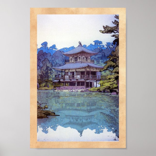 Cool oriental japanese watercolour temple painting poster (Vorne)