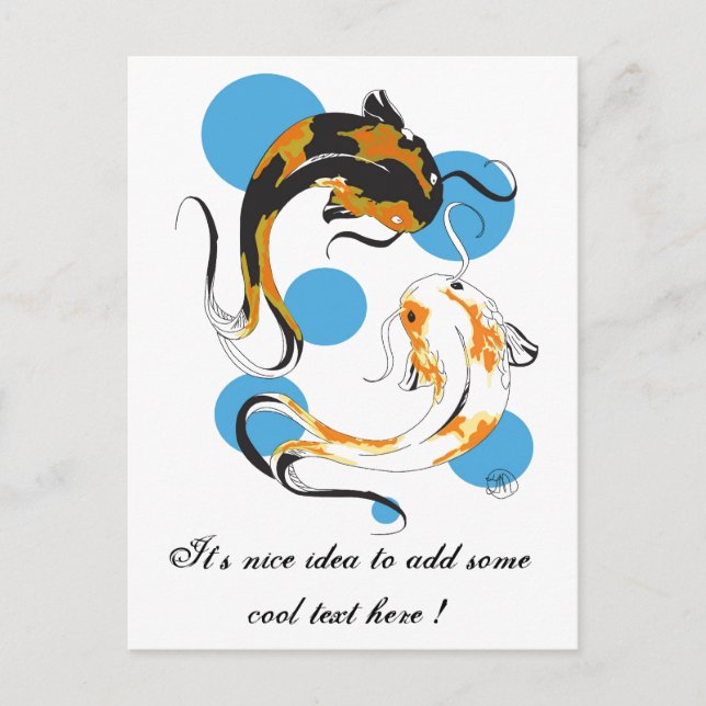 Cool-orientalisch-japanischer Twin Bron White Koi  Postkarte (Vorderseite)