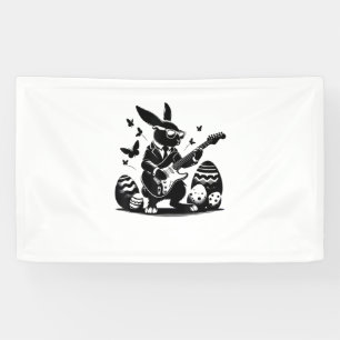 Cool Osterhasen Gitarre spielen Niedlich Bunny Est Banner