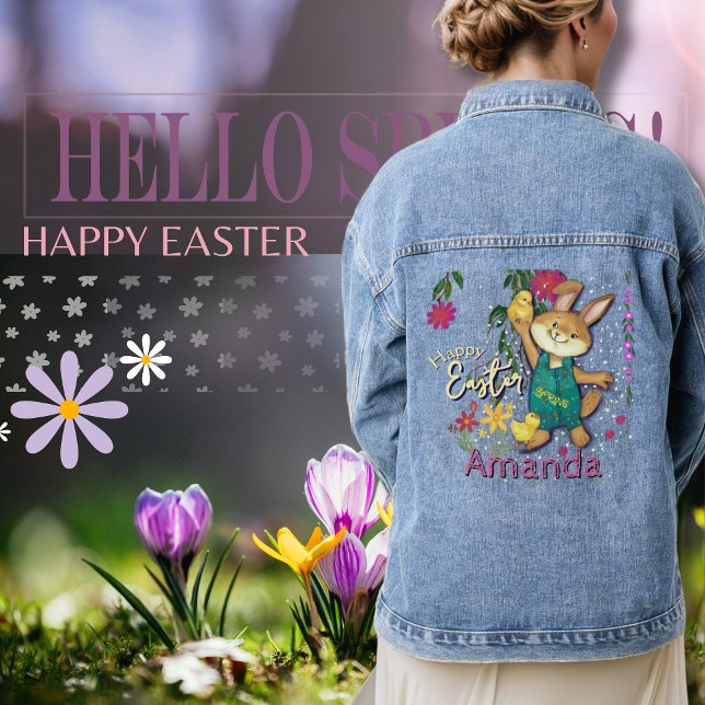 Cool Ostersonniger Individuelle Name Jeansjacke (Cool Easter Bunny Custom Name Denim Jacket
)