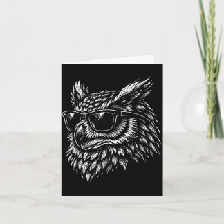 Cool owl bird with sunglasses vintage ink retro karte