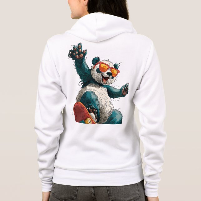 Cool Panda on Colourful Skateboard with Sunglasses Hoodie (Rückseite)