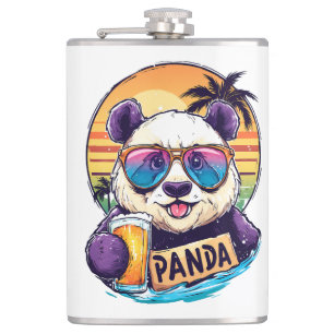 Cool Panda: Retro Summer & Beer Vibes Flachmann