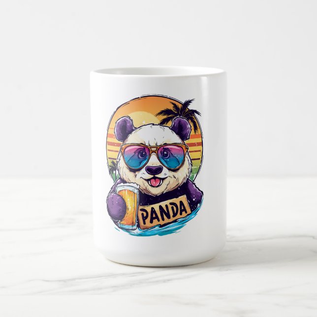 Cool Panda: Retro Summer & Beer Vibes Kaffeetasse (Mittel)